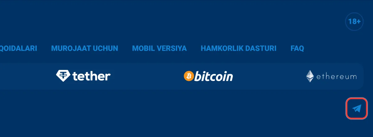 Sayt pastidagi rasmiy Telegram kanali havolasi